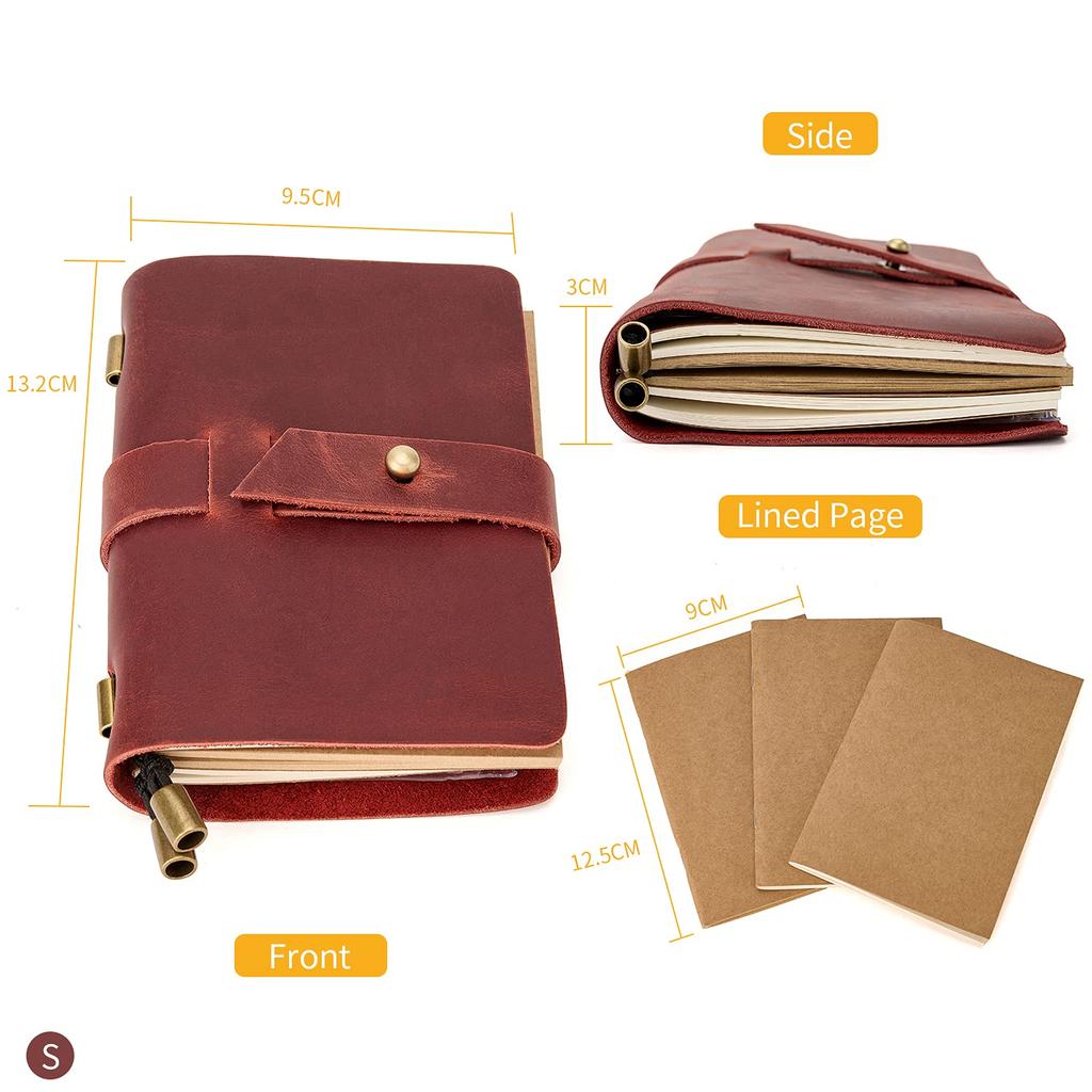 ROTERDON Mini Regular Echtes Leder Damen Notizbuch, Handgefertigt, Handgenäht, Planer, Notizbuch, Student, Arbeitsplatz, Größe, Einband, Antik, Klassisch,