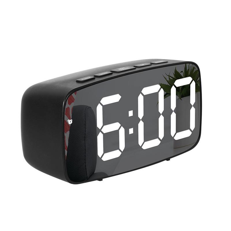 Modern Minimalist Mirror Clock With Lcd Display And Night Light For Bedroom Decor