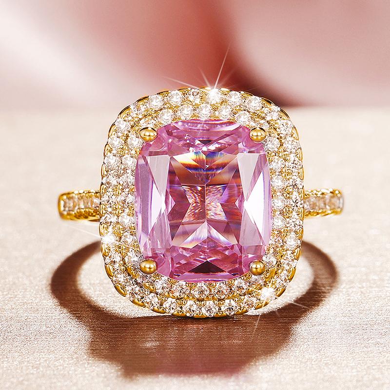 

Huitan Gorgeous Pink CZ Women s Rings Brilliant Engagement Wedding Accessories Valentines Love Gift New Trendy Zircon Wholesale 6