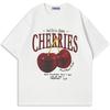 Aelfric Eden Oversized Grafik T-Shirts Unisex Kirschen Print T-Shirts Lässiges Sommer Kurzarm Oberteil Baumwolle Niedliches T-Shirt