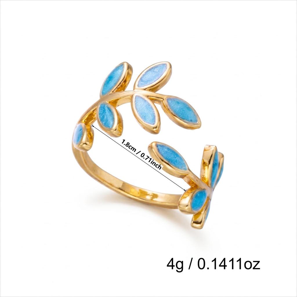High-Grade Silver-Plated Adjustable Leaf Ring for Women – Fashionable and Elegant Design