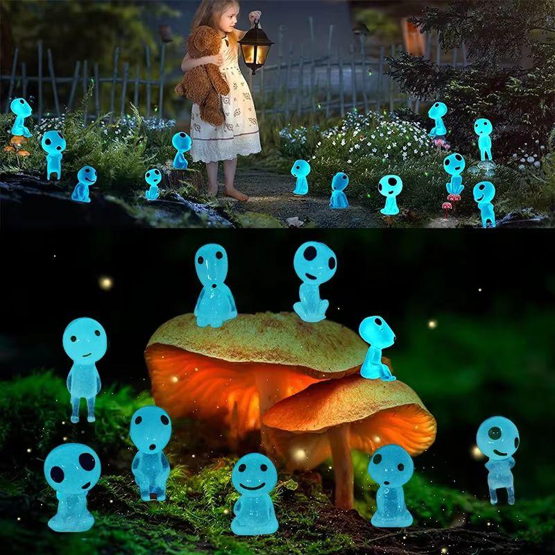 10Pcs/Set Micro Landscape Luminous Elves Mini Figures Tree Elf Ornaments Glowing Alien Resin Statue Glow In The Dark Toys Gifts