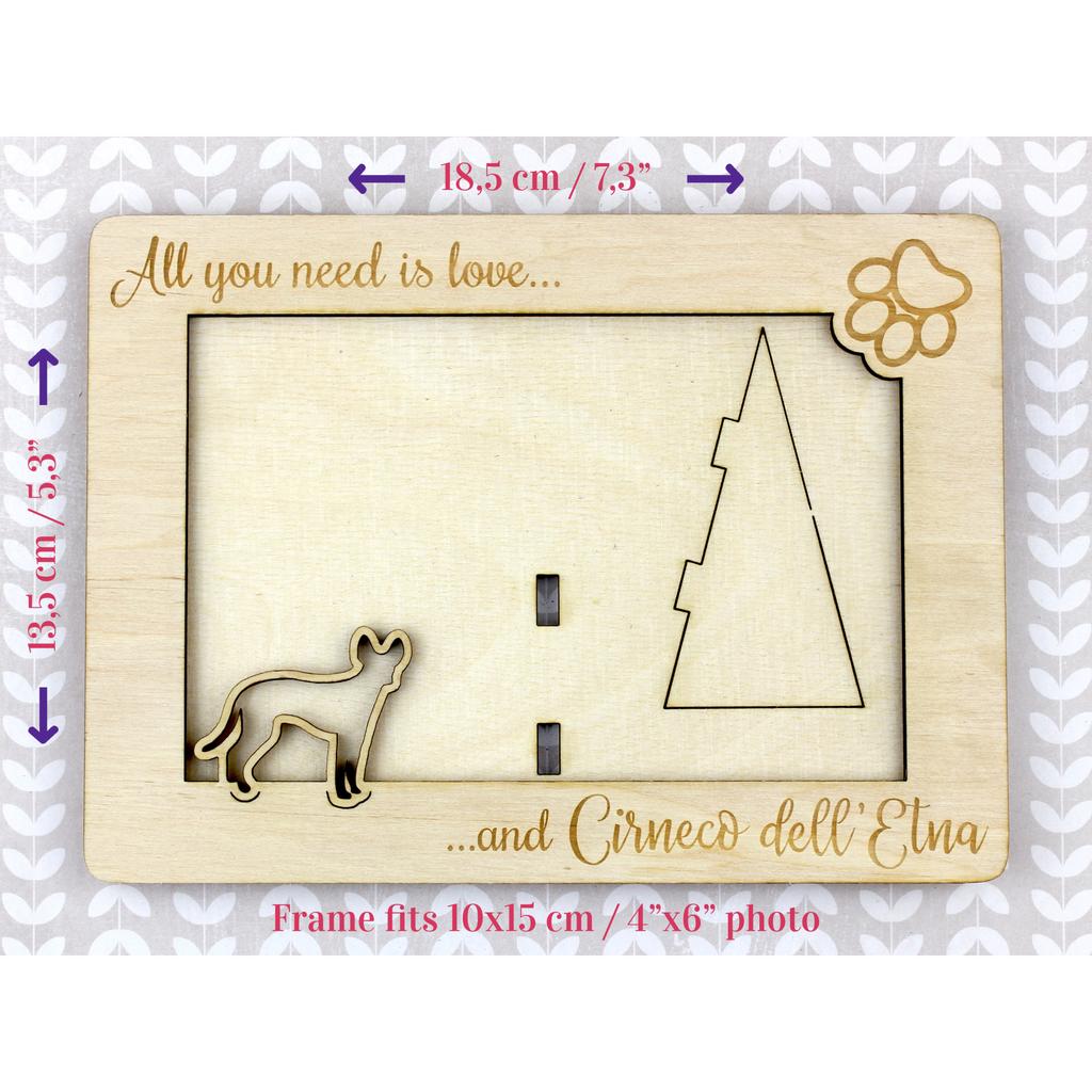Cirneco dell'Etna – Photo frame, engraved wooden frame | Art-Dog