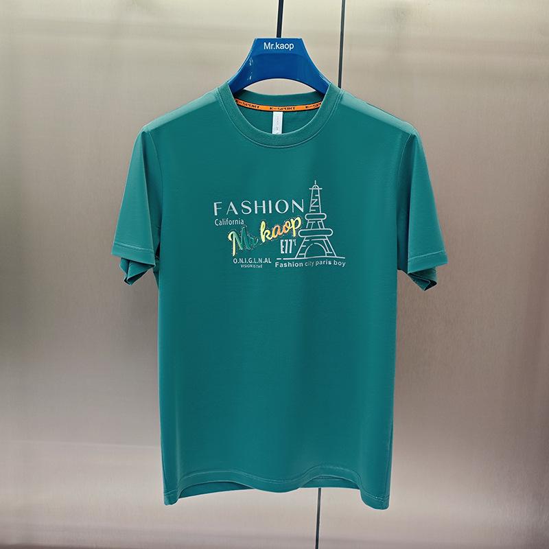 Luxury Men's Mercerized Cotton Round Neck T-shirt with 3D Hot Drilling Design