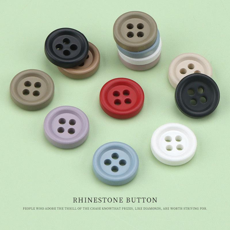 5pcs Color Round Edge Four Eyes Resin Buttons Buttons Shirt Accessories Women'S Shirts Versatile Clothes Decorative Buttons Small Buttons