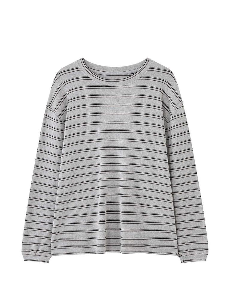 Louvre Spring Retro Korean Stripe Color Block Round Neck Casual Women's T-Shirt