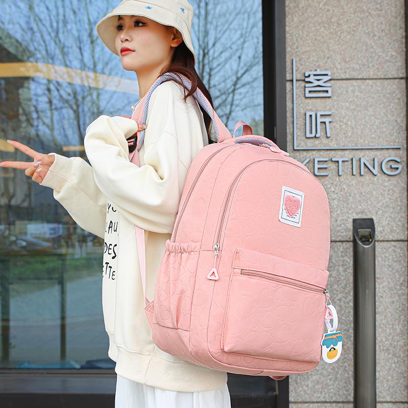 Student Schoolbag Large Capacity Female Backpack Solid Color Travel Backpack