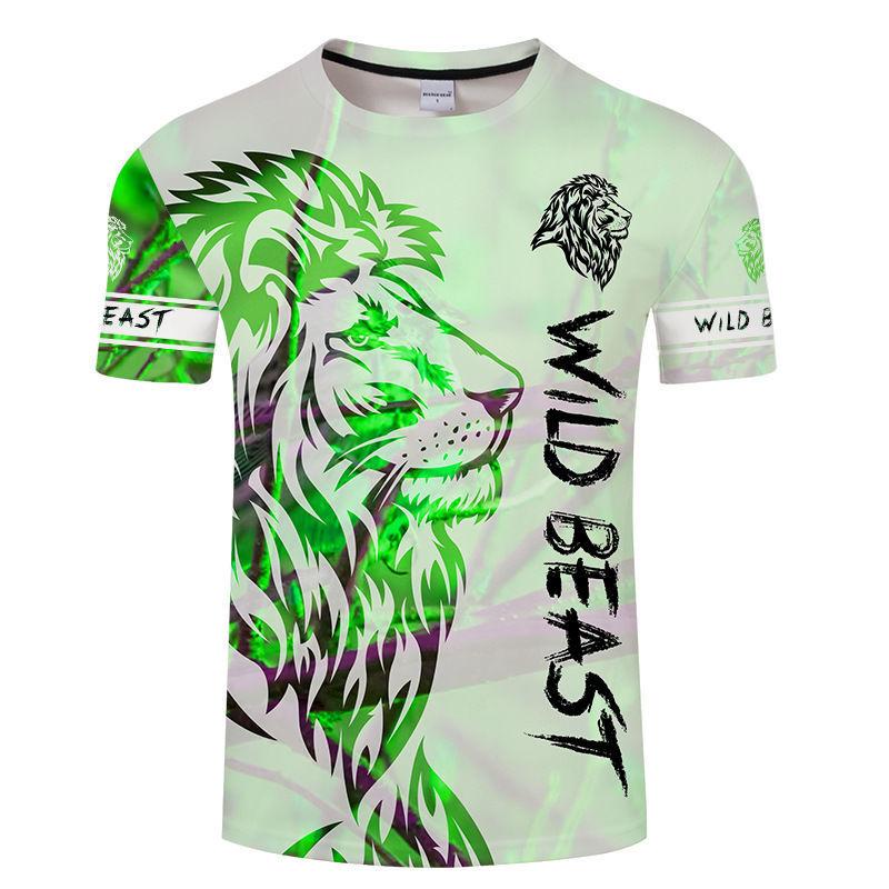 

Футболка с 3D-принтом Cross border, персонализированная мужская футболка в европейском и американском стиле, футболка с короткими рукавами и 3D-принтом, модная мужская футболка в стиле «волчья синяя» для пар 6XL