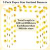 65 Feet Gold Star Garland - Double Sided Paper Star Garland Decorations - Hanging Stars Streamers Party Decorations for Graduation Wedding Birthday