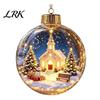 Winter Theme Party Supplies 3D Christmas Animal Faux Crystal Ball Ornament, Lighted Acrylic Hanging Decor Warm Light Scenes with Hedgehog Penguin