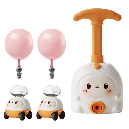 

Машинка-ракетомет на воздушных шариках, игрушка для детей, транспорт для STEM-экспериментов с фигуркой Животного-Астронавта, двойной режим развлечений белый