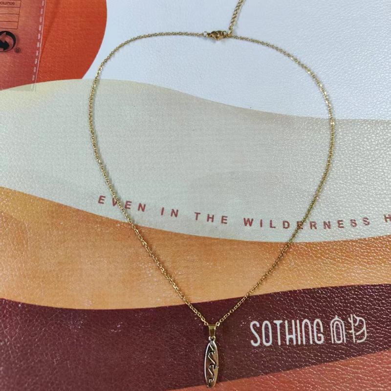 2026 New Wave Carving Surfboard Pendant Adjustable Necklace for Women Retro Gold Color Curve Wave Drop Clavicle Chain Jewelry золотой