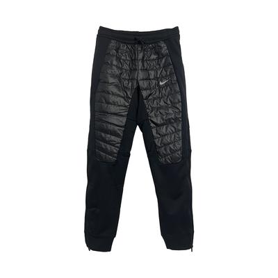 Retro Sports Spliced Warm Windproof Versatile Fleece Thick Knit Sweatpants Men Bottoms Black AJ8964-015
