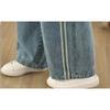 Women's Plus Size Casual High Waist Wide Leg Jeans Elastic Loose Slimming Straight Cut Denim Pants Versatile Loose Fit