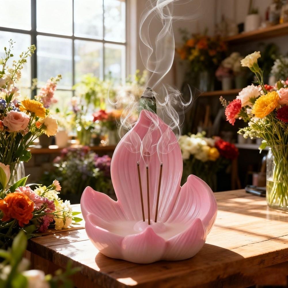 Resin Lotus Tabletop Incense Base Zen Chinese Style Lotus Incense Stick Incense Stick Burner Spa