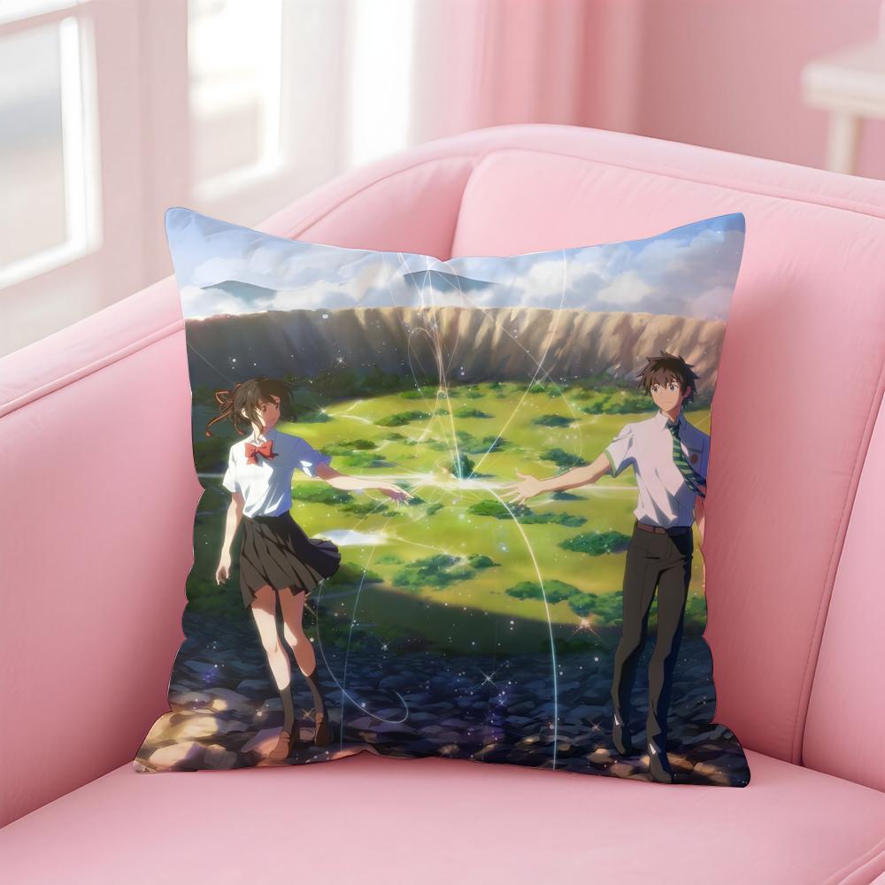 Anime YYou NameS Cushion Cover Pillow Case Soft Friendly Fabric  Concealed Zipper