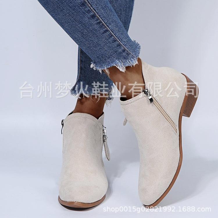Autumn and Winter New Women's Boots Suede Double-sided Zipper Wind Women's Short Boots