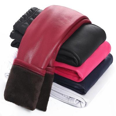 Leggings per bambina in finta pelle invernale calda per bambini Pantaloni a matita in velluto spesso per bambini 2-10 anni