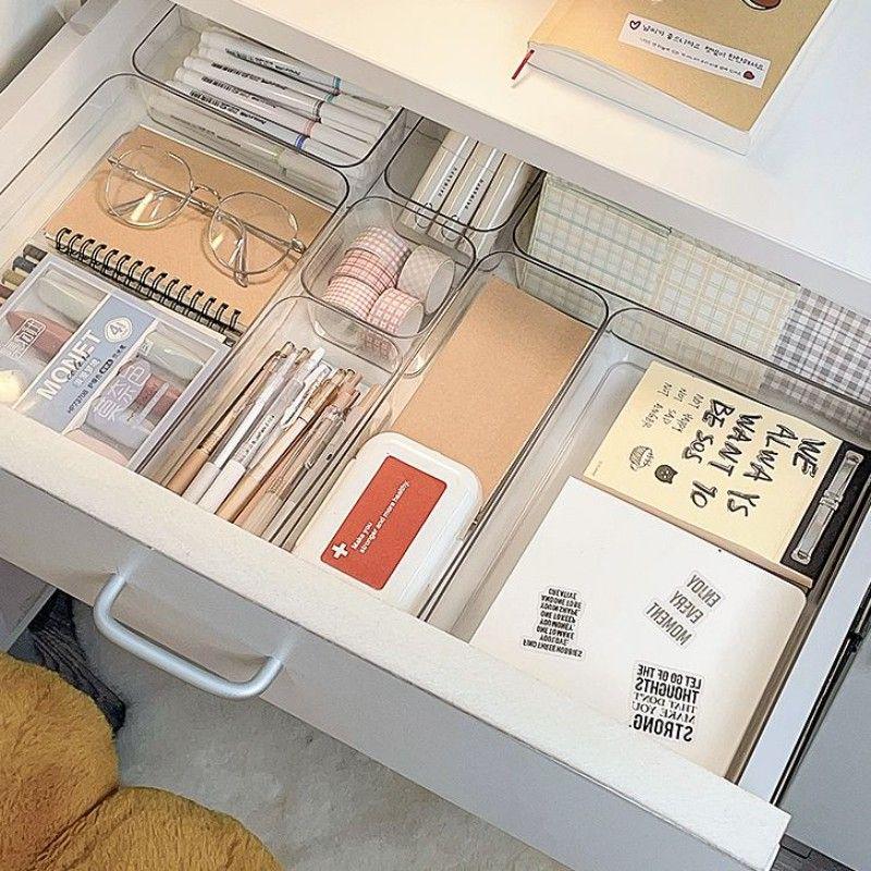 Cosmetic Storage Box Set with Built-in Drawer and Desktop Divider Organizer