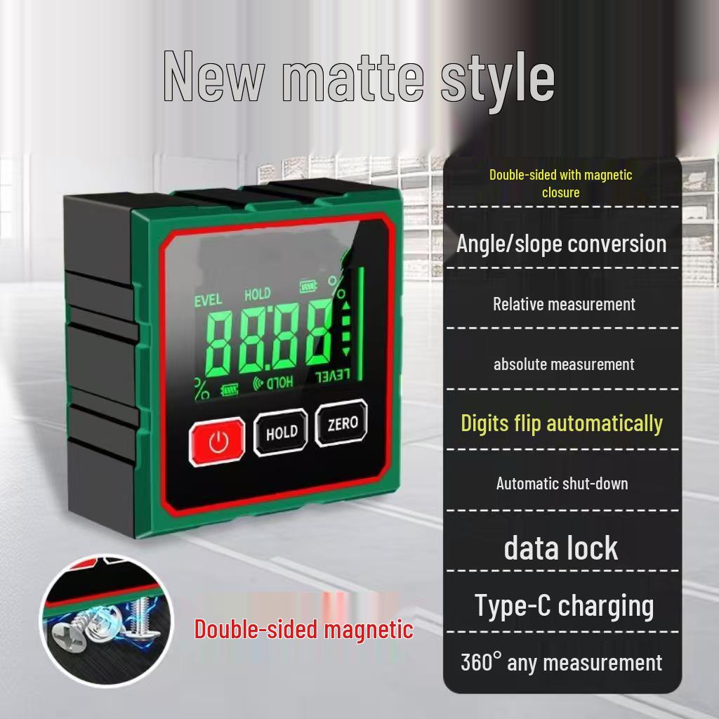 Cyfrowy inklinometr magnetyczny Precision 360° z inteligentnym wyświetlaczem laserowym i poziomicą