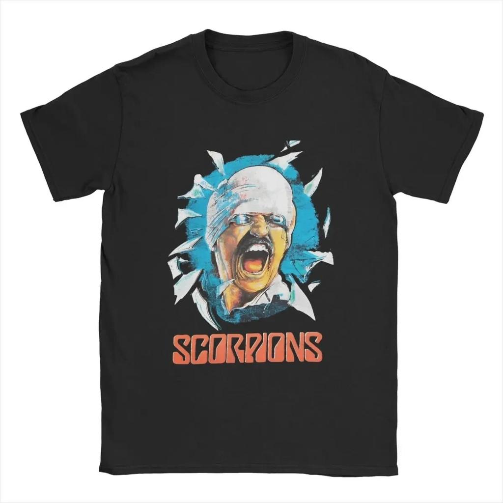 Men Scorpions Rock Band T Shirt Music Concert Tour Pure Cotton Merchandise Fashion Short Sleeve Crewneck Tee Unique TShirt