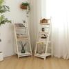 Foldable White Pine Wood Flower and Shoe Stand - Floor-Standing 4-Layer Multi-Use Rack