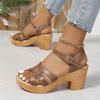 Fashion White Chunky Heeled Sandals Women Summer 2025 Braid Cross Band Gladiator Sandals Woman Ankle Strap Casual Platform Sandles Mujer