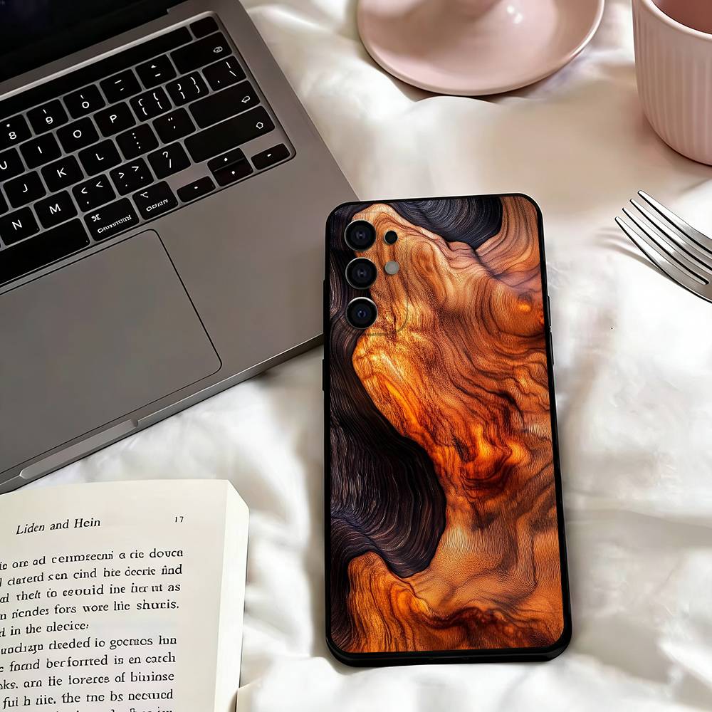 Natural Wood-dd Phone Case Black Silicone Soft For Samsung S25,S24,S21,S22,S23,S30,Ultra,S20,Plus,Fe,Lite Samsung S20ULTRA5G