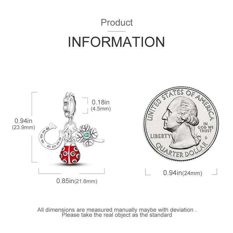 Breloques Fer à Cheval Cuivre Coccinelle Trèfle à Quatre Feuilles Pendentifs Conviennent Breloques Plata Bracelet Original Femmes Fabrication de Bijoux Cadeau