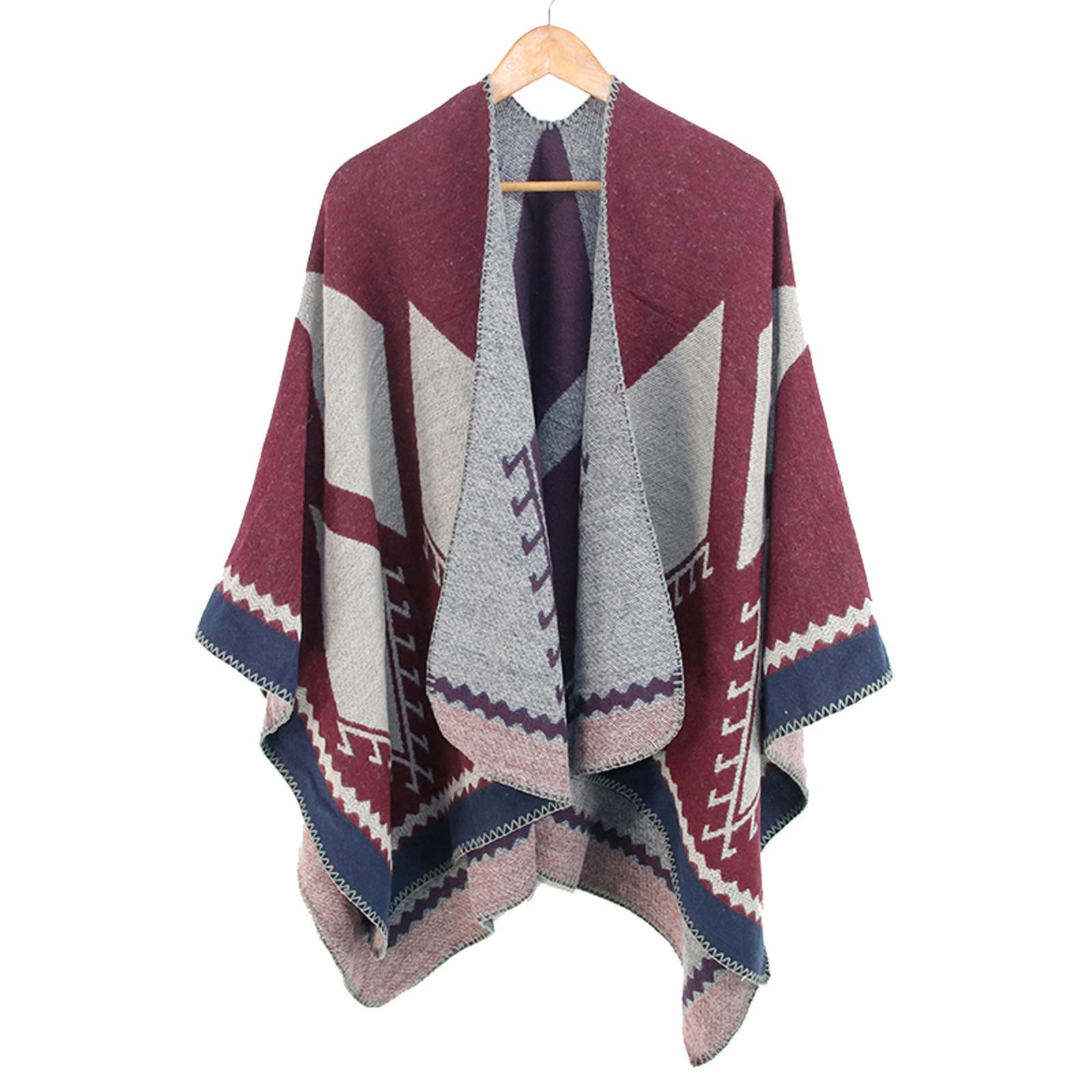 

Женское зимнее теплое одеяло с принтом большого размера, накидка, шаль, кардиганы 130x150cm винный