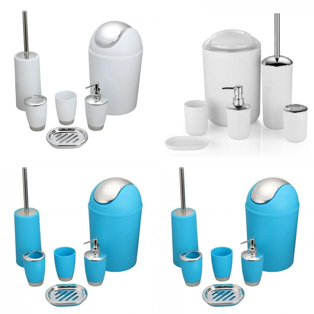 Badezimmer-Accessoires-Set Sechs Teile Kunststoff Zahnbürstenhalter und Becher Organizer für Zuhause und als Geschenk