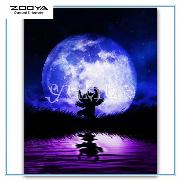 

ZOOYA DIY 5D Полный дрель Алмазная картина Луна Риверсайд Вышивка Крестом Мозаика Картина Домашний декор