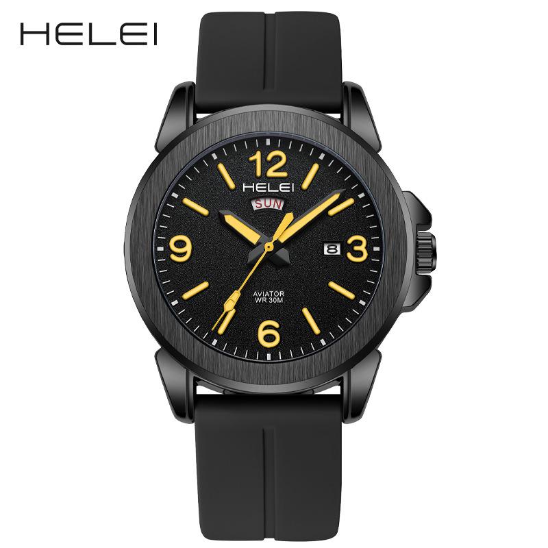 HELEI Herey's new men's watch waterproof quartz watch silicone strap luminous watch non-mechanical one