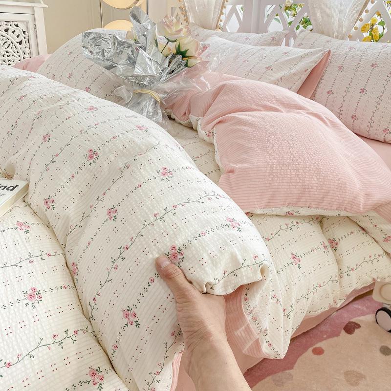 Class A maternal and infant grade super soft washed cotton bed sheet 4pcs set bed hat quilt cover student dormitory single
