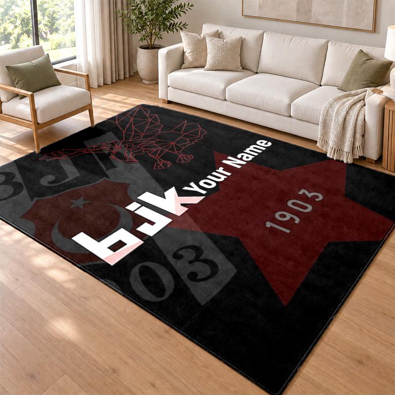 Besiktas JK Custom Name Personalized Rug Non‑Slip Doormat Floor Carpet Housewarming Birthday Gift for Family Friends