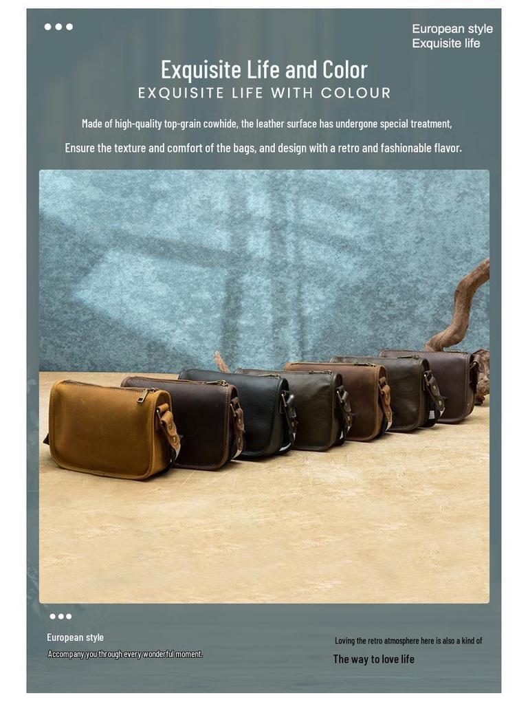 DUJIANG Men's Genuine Leather Crossbody Messenger Shoulder Bag
