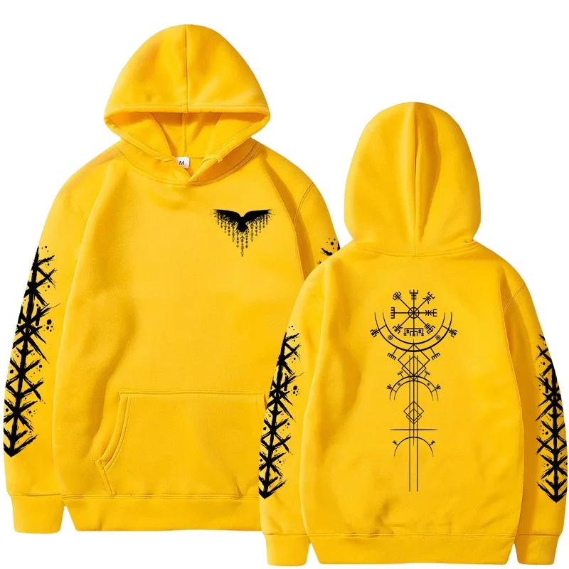 Autumn Winter Men Hoodie Viking Rune Pattern Sweatshirt Comfort Warm Casual Coat Outdoor Home High Quality Fashion