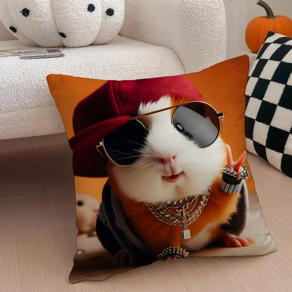 Hilarious Funny Hamster Meme Cute Art Cushion Cover Throw Pillow Cover Hidden Button Durable Polyester Chair Cushion