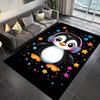 Dynamisches Pinguin-Design mit Kopfhörern, Anti-Rutsch-Teppich aus Kristall-Samt, Polyester-Anti-Rutsch-Matte für Schlafzimmer, Wohnzimmer, Heimdekoration, Groß