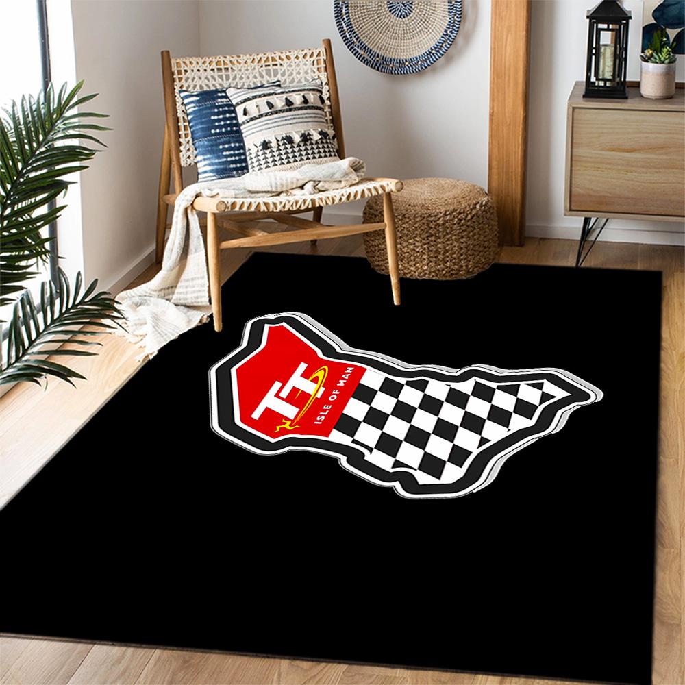 Isle Of Man Tt Course Map Themed Anti-Slip Rugs - Polyester Home Decor, Suitable for Bedrooms, Living Rooms, Doorways, Studios, and Decorations
