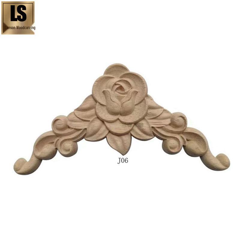 European Corner Flower Solid Wood Carving for Wine Cabinet or Door Decoration J06 8x8cm (7g)
