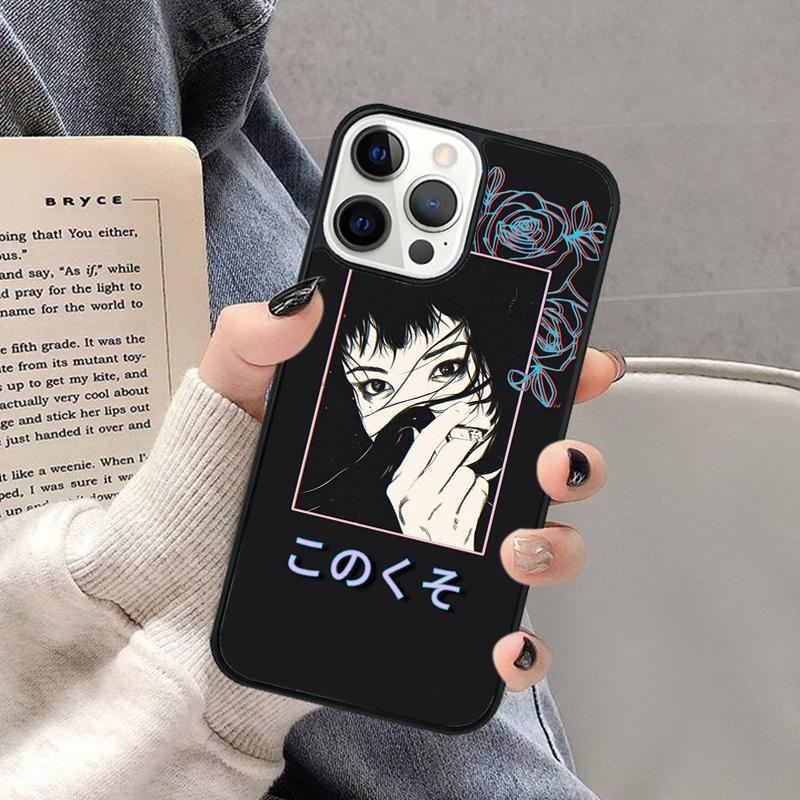 Japanese 90s Anime Aesthetic Phone Case for iPhone 17 Air 16 16e 15 Plus for Apple 13 11 12 14 Pro Max Cover Coque
