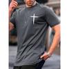 Simple Fashion Cross Pattern T Shirts For Men Summer Trend Crew Neck 3D Printed Short Sleeve T-shirts Loose Streetwear Tees Tops