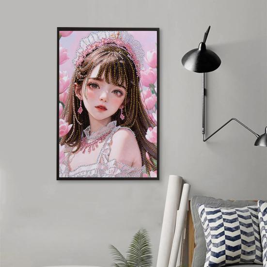 1 Σετ Ζωγραφική με Στρας DIY Κινούμενα Σχέδια Γλυκό Κορίτσι Λουλούδι Ζωγραφική με Στρας Κιτ Τέχνης Διακόσμηση Σπιτιού