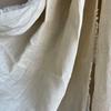 Used Handmade Stole, Ivory Linen, Fringed, Large Shawl