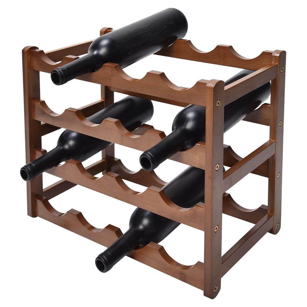 4 Tier Wine Rack Bamboo Storage Rack Wine Bottle Holder Wine Shelf for Home Kitchen
