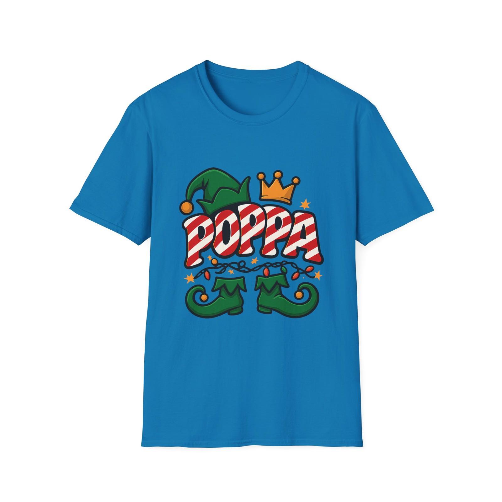 Unisex Softstyle T-Shirt Mens Womens Tees Top POPPA Bubble Letters Elf Hat Shoes Crown Christmas 4XL