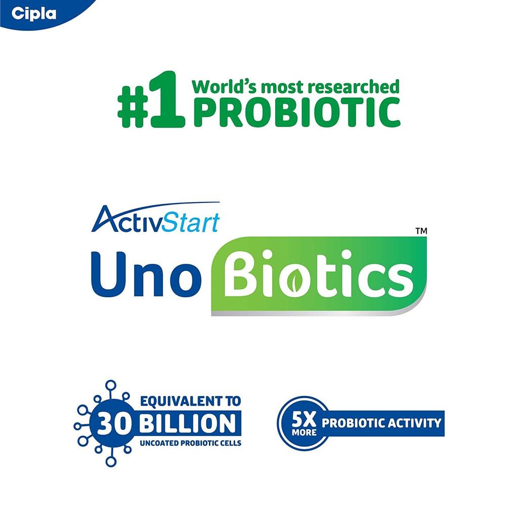 Cipla Activstart Unobiotics Probiotics for Adults 10 Sachets Boost Gut Health and Immunity