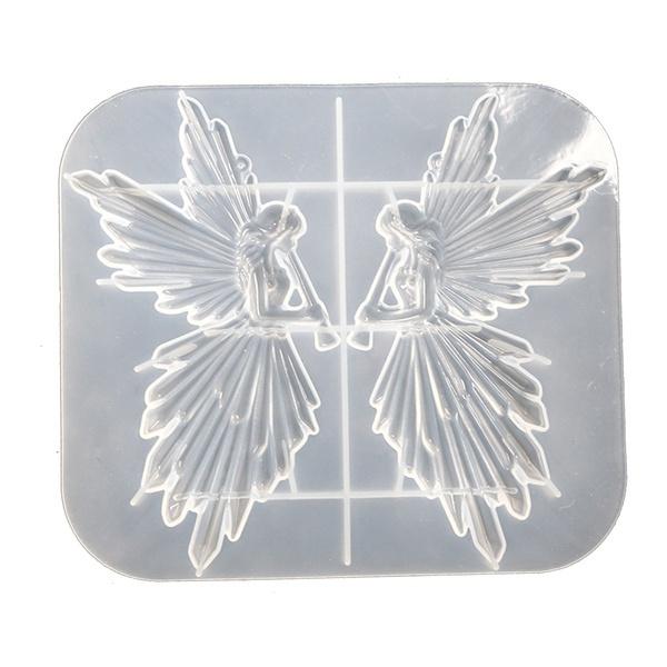 Crystal Epoxy Resin Mold Girl with Flute Angel Mirror Shiny Silicone Mould DIY Crafts Decorations Ornaments Casting Tool