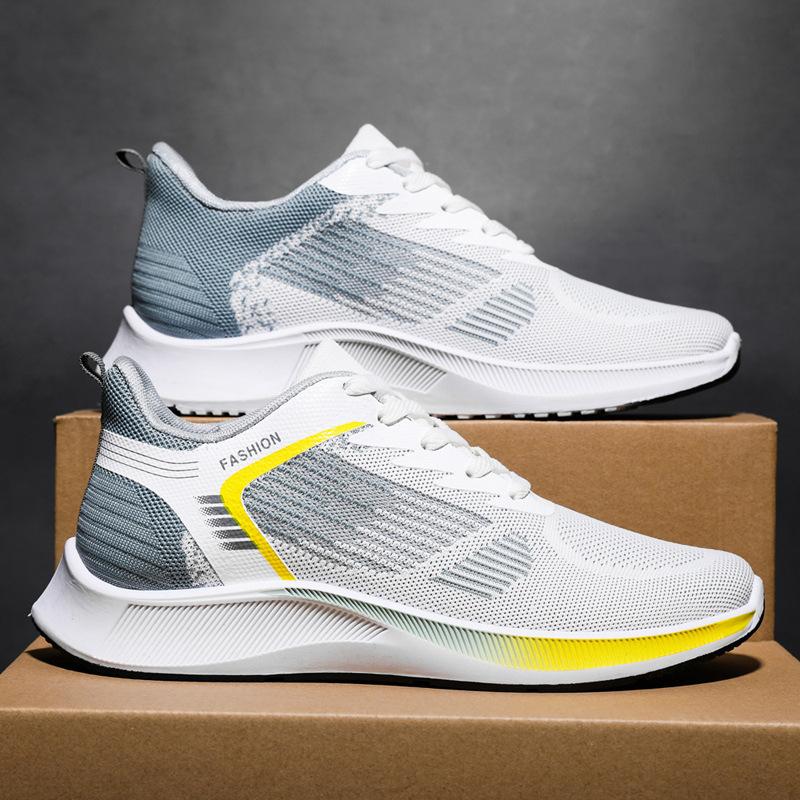 Flying Woven Men's Shoes Spring and Summer Trendy Men's Shoes Mesh Men's Shoes Fashion Lace-up Lightweight Sports Shoes